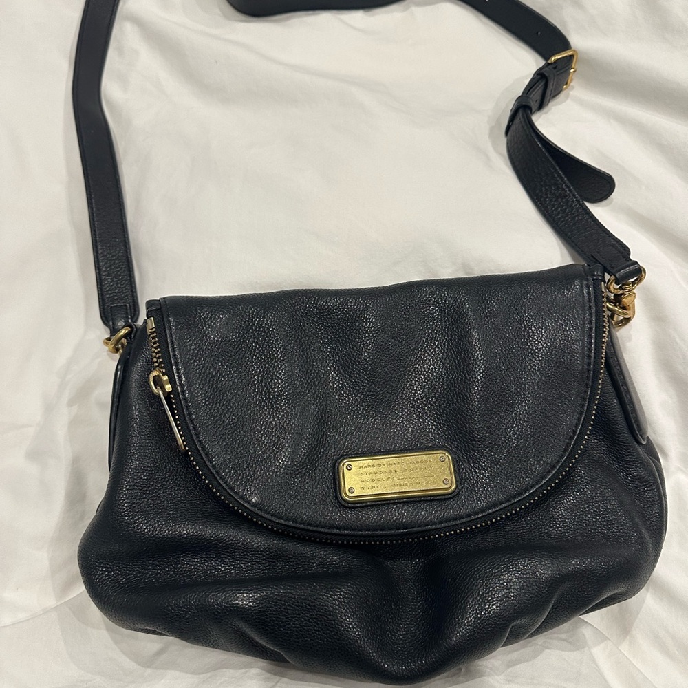 Marc Jacobs Black Crossbody Bag with Gold Accents